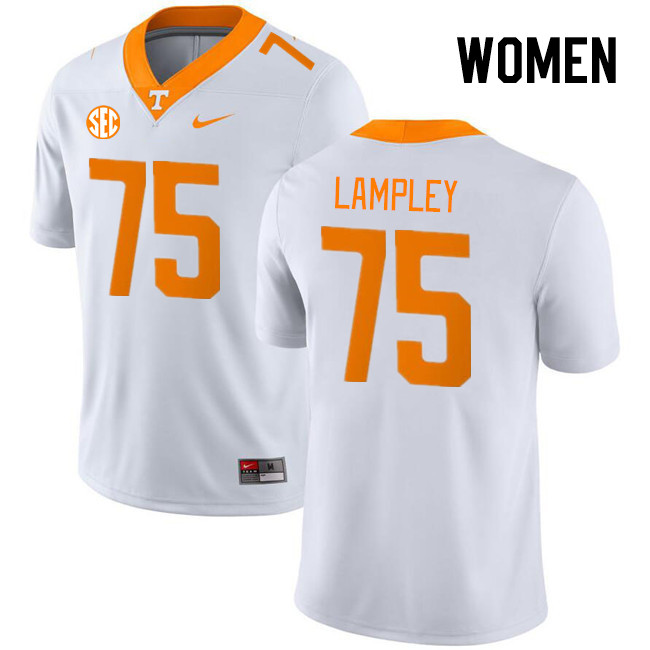 Women #75 Jackson Lampley Tennessee Volunteers College Football Jerseys Stitched Sale-White